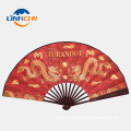 Customized bamboo hand held folding fan with bamboo frame